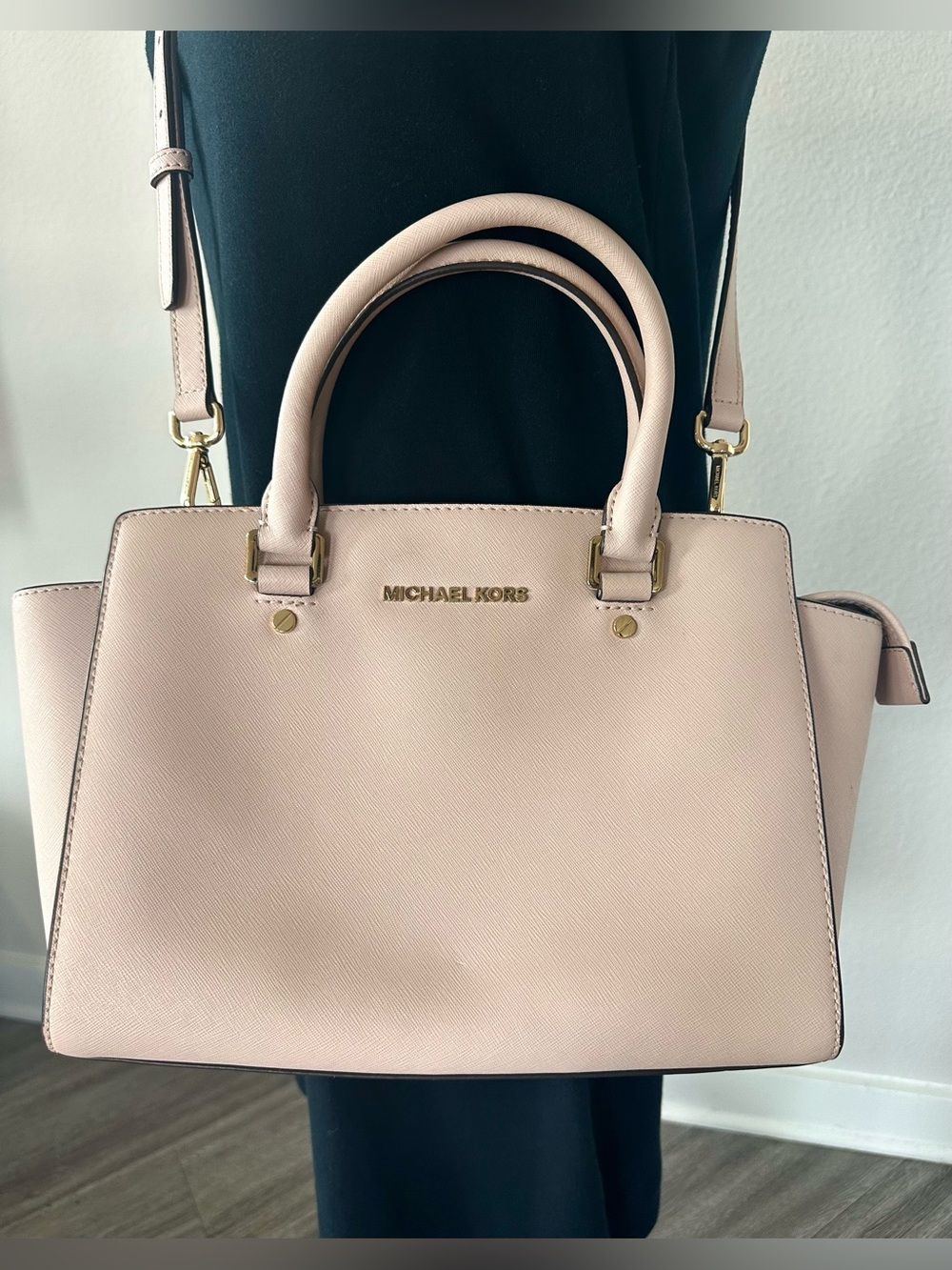 Michael Kors Pale Pink Selma Structured Satchel Handbag-Blossom